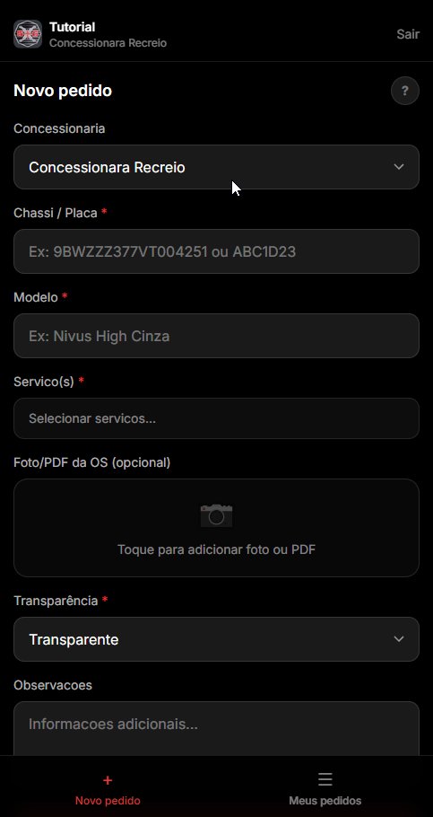 App OSFlow: tela de novo pedido da vendedora