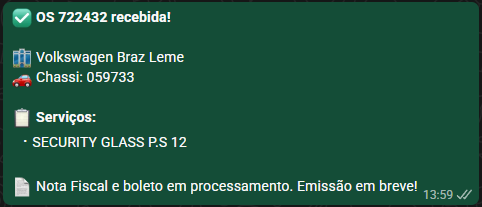 OS recebida e processada